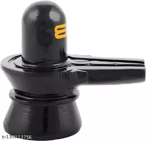 Black polyresin Shivling idol by Vidhya Arts, perfect for home temples