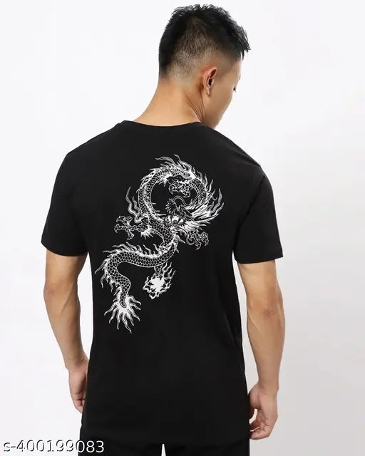 Dragon Back Printed Half Mens Cotton Blend T-Shirt, polyester sleeve, printed pattern, multi-color options