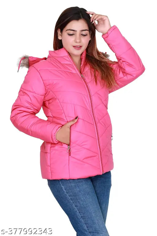 Quilted nylon winter jacket by SC Woman, long sleeves, size M (37in bust, 26in length)