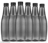 Black Plastic Premium Water Bottles Pack of 6 for School, College, Office - Norvium 1L Leak-Proof and BIS/ISI certified