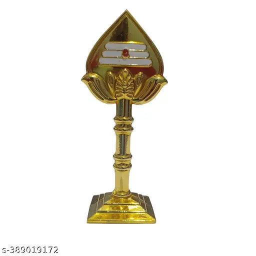 Gold brass Yantra decor showpiece, Murugan Vel Metal, 4 inches for Pooja or office rooms, car dashboard