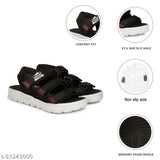 Boys striped sandal, black, red sole