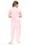 Satin night suit for women, solid pattern in multiple sizes - Comfortable sleepwear by Fomti Creation