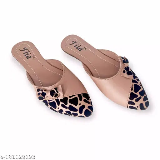 Pink synthetic slip-on colorblocked sandals, Fiia Women Fashion Bellies & Ballerinas on display