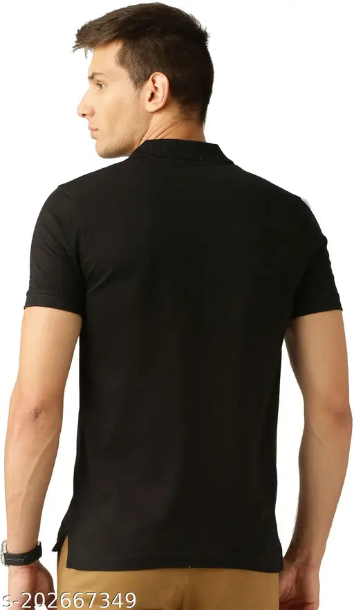 Multicolor cotton blend men's polo neck t-shirt, durable stitch for comfort in various seasons