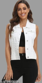 white cotton haf sleeveless women's top solid, sleeveless fashion on mannequin