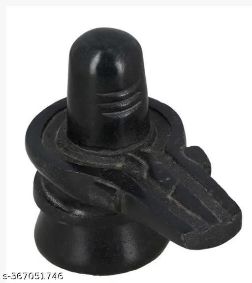 Black marble Shivling with copper snake, 3-inch sculpture for temple Puja Ghar