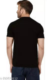 Black cotton blend basic t-shirt, solid design for casual outings, soft fabric, perfect fit, double-needle stitching, India origin