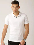 Stylish white cotton polo t-shirt with short sleeves, perfect for casual wear. Available in sizes S-XXL (36in-46in chest size)