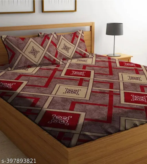 Super Soft Glace Cotton Checked Double Bed Sheet with Pillow Covers, 90x100 inches - ideal for summer, superfine quality