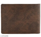 Brown faux leather bi-fold men's wallet, 7 ATM card slots, textured design, perfect gifting solution for various occasions