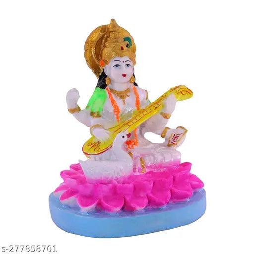 Marble Maa Saraswati statue, Hindu goddess of learning and arts for study room decor