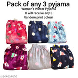 Pack of 3 womens winter woolen soft fleece lower track pyjama
