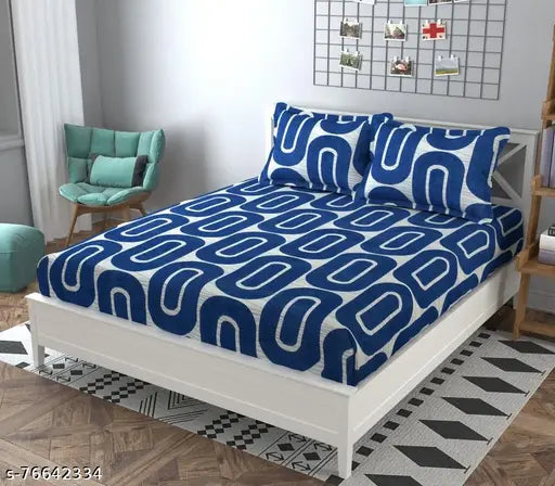 Ultra-soft microfiber elastic fitted king size double bedsheet with two pillow covers, ideal for 8-12 inch mattresses - modern home decor accessory