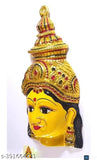 Handmade aluminium yellow Yantra: 15cm tall Indian God idol - Ammavari, Varalakshmi, Gowri faces