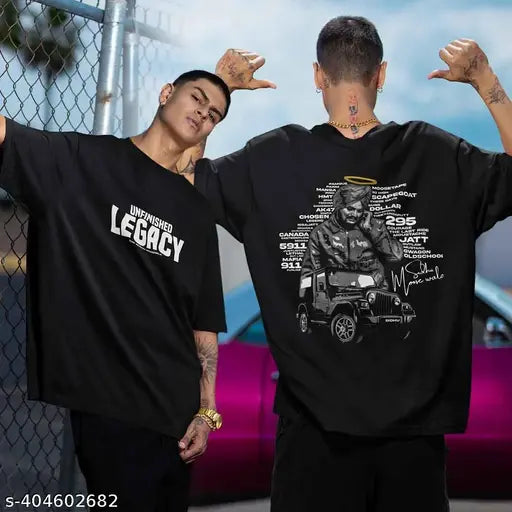 Unfinished Legacy Sidhu Moose Wala oversized cotton T-shirt, printed pattern, short sleeves, India origin