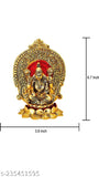 Red metal Laxmi Ganesh idol on red flower, intricate Ganesh Laxmi statue set for home, temple, or gifting