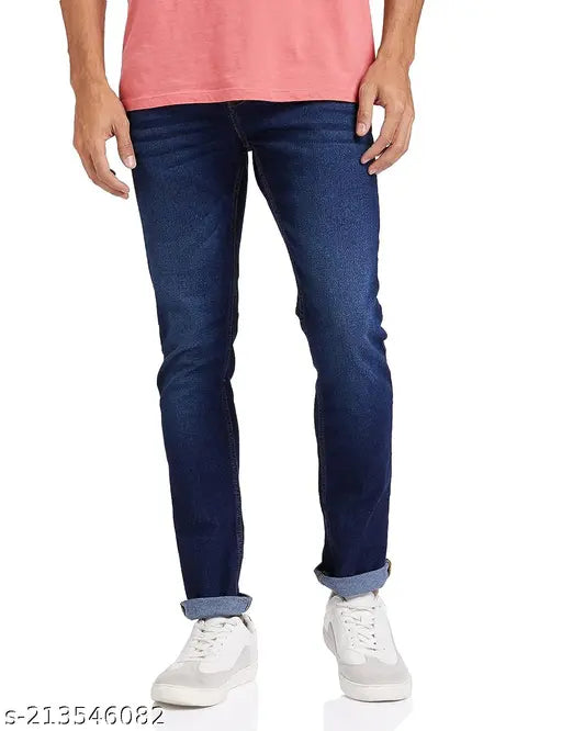 Dark blue denim men's slim fit jeans by MARKVIEW - stylish fashion essential