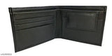 Black leather men's wallet, Odimo brand, 2 compartments, solid pattern, free size (12cm x 10cm), India-made