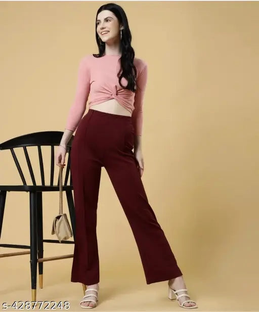 Women's viscose rayon trousers by H & S Clothing House. Solid net design, available in sizes S-XL for versatile comfort and style. Ideal for lounging or workouts