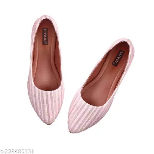 Synthetic striped bellies: comfortable, casual slip-on flats for women (IND-4 to IND-9)