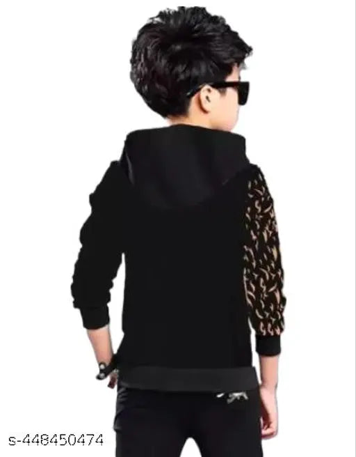 KIDS HOODED NECK LION PRINT REGULAR FITTED CASUAL WEAR COTTON T-SHIRT