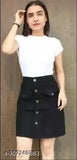 Black mini skirt, short-length, pleated design, women's fashion clothing