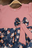 Satin net toddler dress with cartoon graphics and flounce sleeves, 1-2 years size