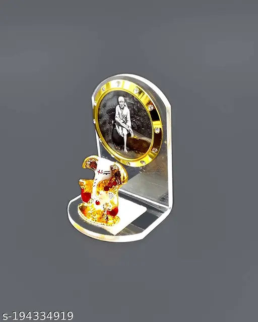 Crystal Shirdi Sai Baba car dashboard idol statue, black opaque and transparent options for home decor gifts