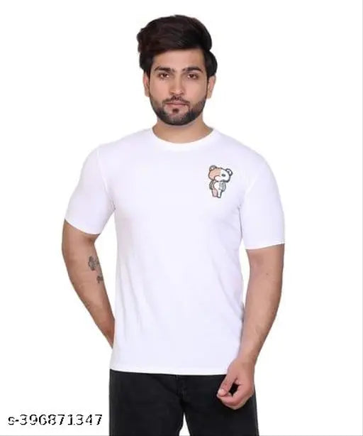 Stylish cotton men's short sleeve t-shirt, printed design, M (38 in chest, 27 in length), L (40 in chest, 28 in length), XL (42 in chest, 29 in length). Perfect for casual wear during summer