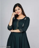 Rayon printed Anarkali gown for women & girls, three-quarter sleeves, Indian fashion