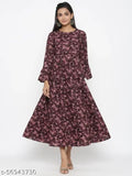 Women's Anarkali dress with floral print, long skirt