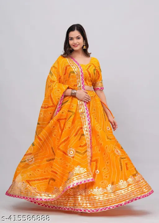 Indian Rajasthani Kota Doria Lehenga with Heavy Aari Work, solid color dupatta on semi-stitched traditional outfit