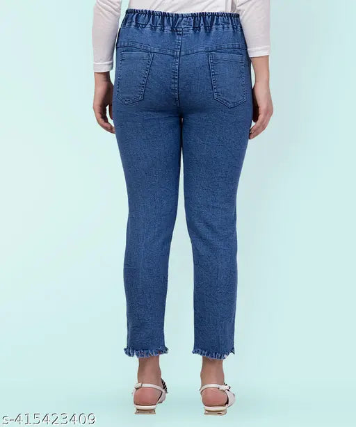 Blue Premium Denim Knee Slit Low Rise Regular Cargo Jean