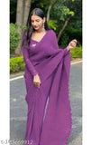 Purple chiffon saree with pallu on a woman