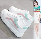 White mesh casual sneakers for kids, colorblocked design with lace-up fastening, durable rubber sole - BUCADIA shoes