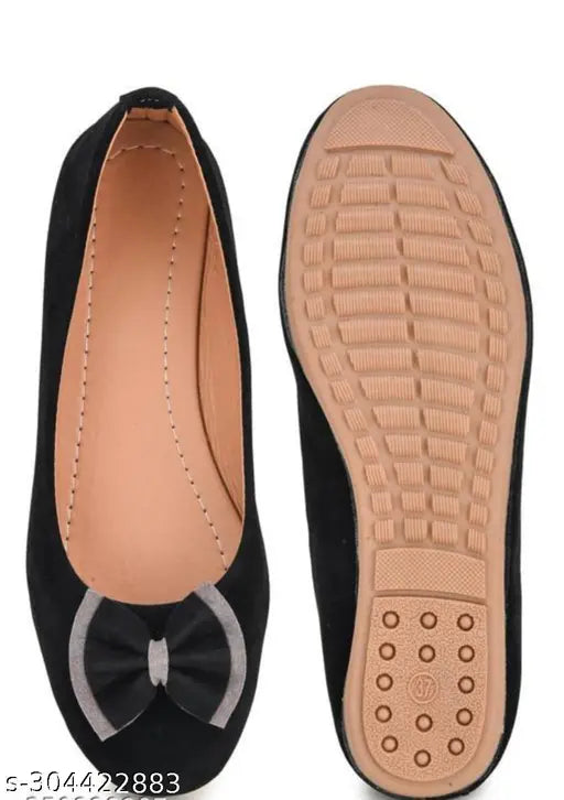 Synthetic leather black bellies for women (Mahi Looks), slip-on ballet flats on display