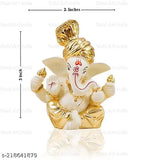 Gold-plated terracotta Ganesha statuette, Karauli Collection Pagdi for car dashboard decor
