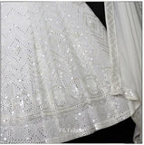 Embellished Georgette lehenga choli and dupatta set for women, semi-stitched (43in waist, 43in length), mitered 3-piece Indian fashion