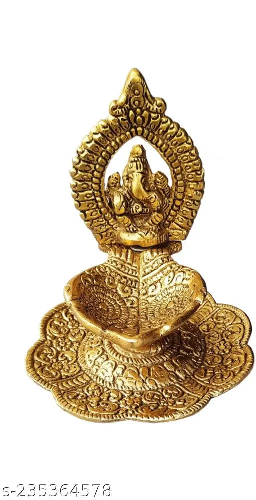 Metal Ganesh hath diya for home, temple, office decoration & gifting, size 10x10x10cm, Indian origin