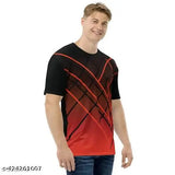 Sports t-shirt for men, polyester with printed sleeves, short sleeve, size S (36in x 25in), made in India