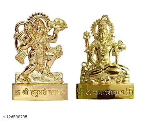 Religious set with statues of Goddess Durga, Lord Hanuman, Lord Shankar, and Goddess Laxmi