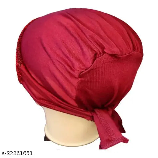 Red hijab cap with head wrap underscarf