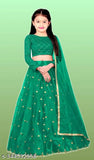 Embroidered semi-stitched silk blend lehenga set with net dupatta and unstitched satin choli, great for parties, weddings, or festive wear. Slight color variations may occur due to device screens