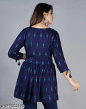 Rayon Arushi Machhali printed kurti, short sleeves, Jaipur fashion for women