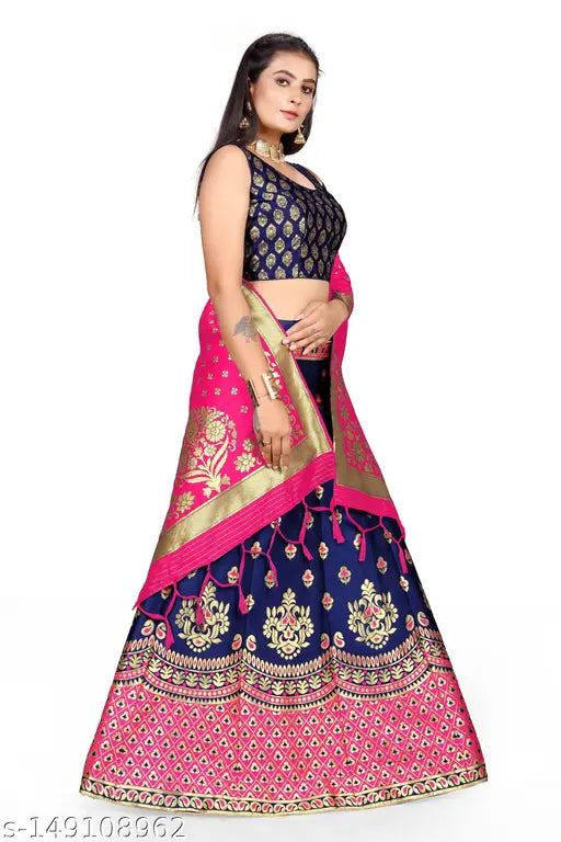 Art Silk Lehenga, Banarasi Jacquard stitch, traditional wear collection from Jay Nejadhari Creation, Indian craftsmanship. (1 piece)