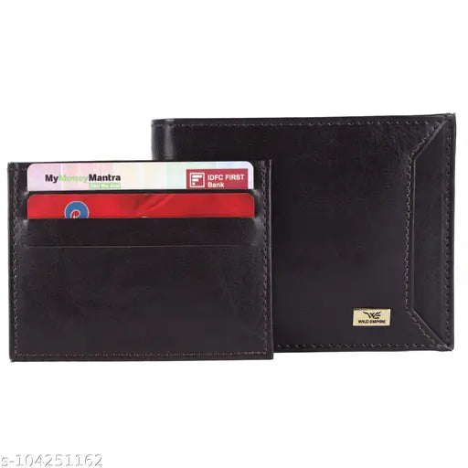 Faux leather men's wallet, solid pattern, 2 compartments, free size (11cm x 8cm), Indian origin