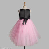 Pink net ruffle dress for girls party wear, embellished asymmetrical design, sizes 1-2 to 9-10 years