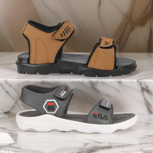Printed net synthetic casual sandals (2pcs) for kids, adjustable Velcro fastening. Durable Eva sole for active play, suitable for boys aged 4-5, 8-9, and 9-10 years. Made in India