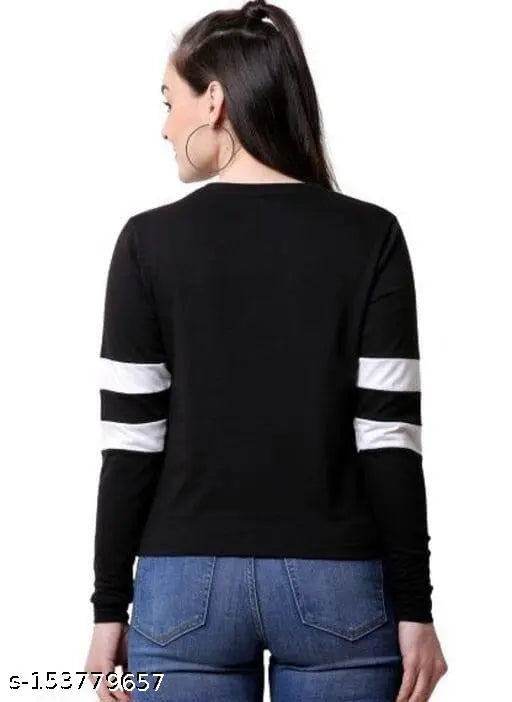 Solid cotton women's round neck full sleeve T-shirt, perfect for everyday casual wear